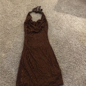 Elegant Brown Halter Dress